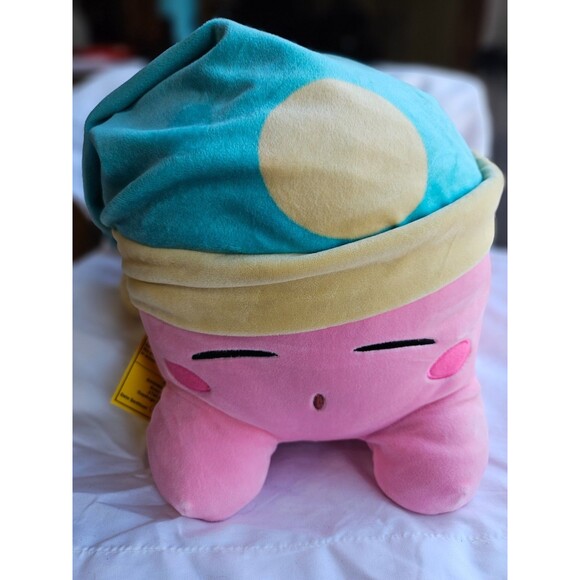 Just Toys Large 12" Kirby Sleeping Mega Plush With Hat Official Nintendo Sleep - Picture 1 of 6
